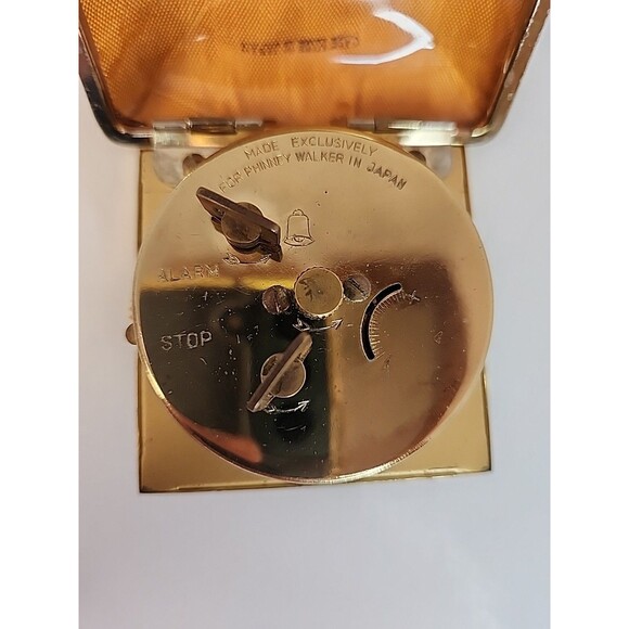 Vintage Phinney-Walker Folding Travel Alarm Clock  Japan Leather Case - Picture 6 of 16